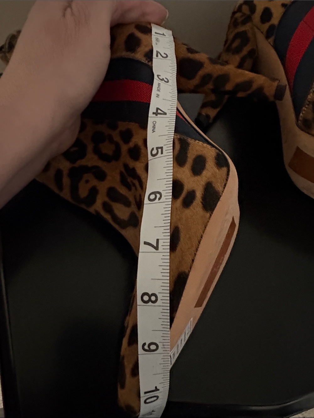 Veronica Beard sz 39 Leopard Print Ankle Boots with Red & Black Stripe - Picture 11 of 11